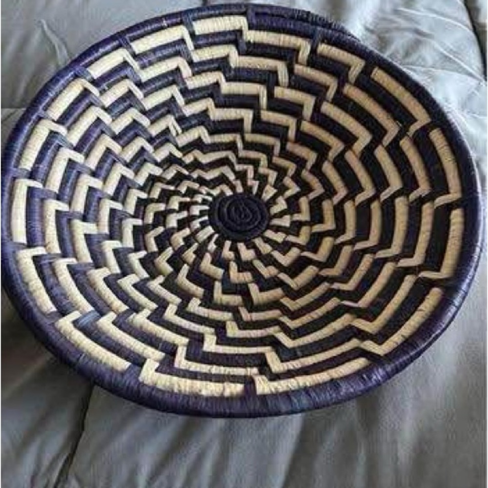 Handcrafted Black and Cream Woven Basket